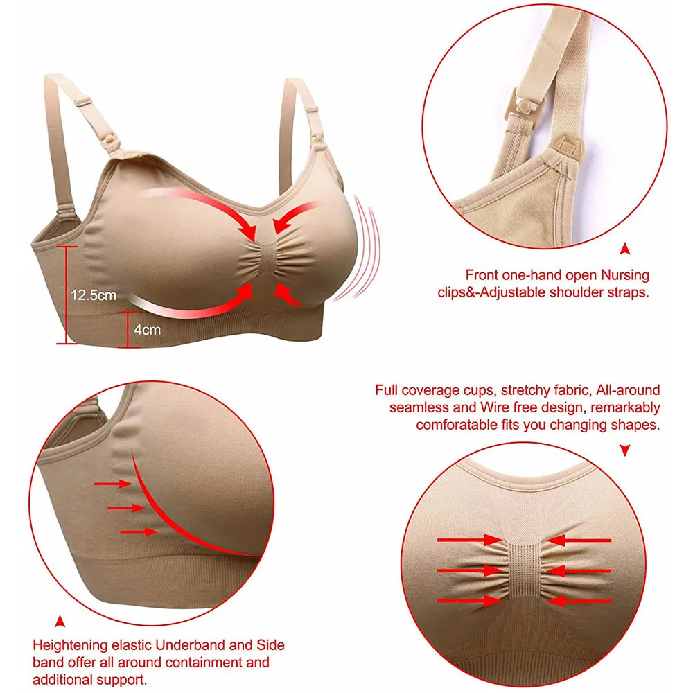 Breastfeeding Bras Maternity Nursing Bra for Feeding Nursing Underwear Clothes for Pregnant Women Wirefree Breathable Bra - mariaestalocashop
