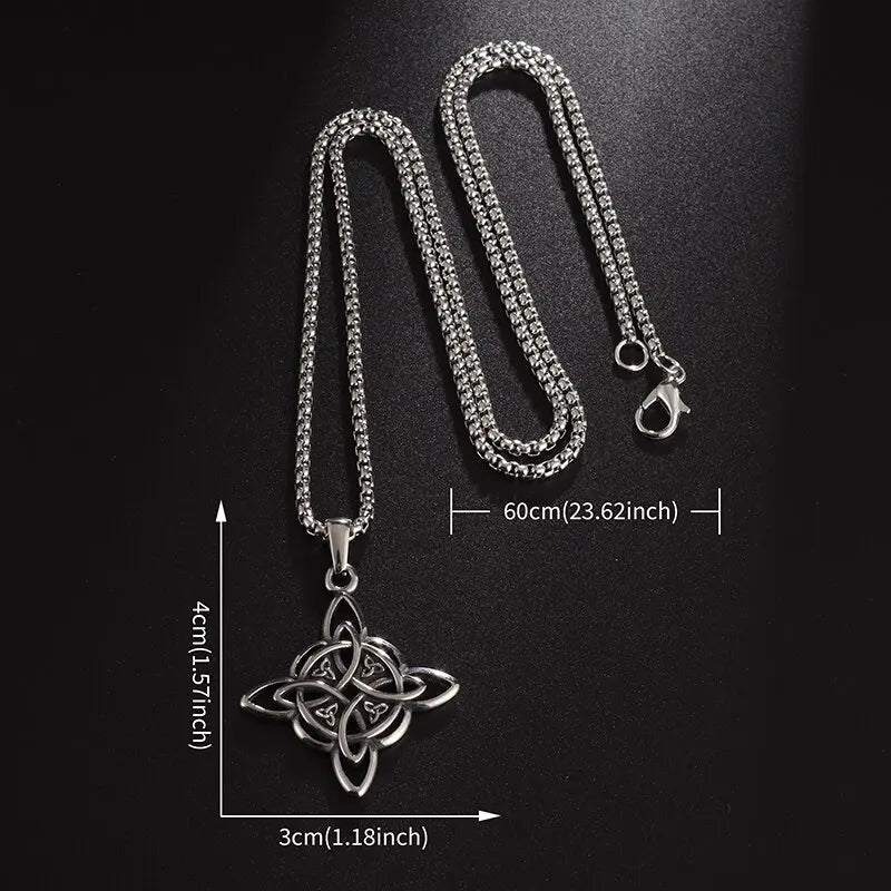 Witch Knot Necklace Stainless Steel Magic Knot Pagan Witchcraft Symbols Pendant Celtic Knot Necklace Jewelry Gifts for Women - mariaestalocashop