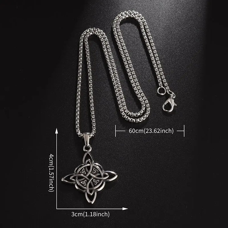 Witch Knot Necklace Stainless Steel Magic Knot Pagan Witchcraft Symbols Pendant Celtic Knot Necklace Jewelry Gifts for Women - mariaestalocashop