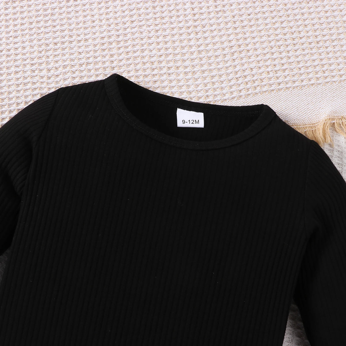 2Pcs Set 2023 Fashion Baby Girls Pure Black Long Sleeve T-shirt Casual Overalls Pants Infant Newborn Spring&Autumn Outfit - mariaestalocashop