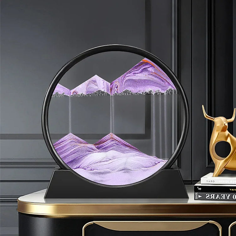 3D Moving Sand Art Picture Round Glass Deep Sea Sandscape Hourglass Quicksand Craft Flowing Sand Painting Office Home Decor Gift - mariaestalocashop