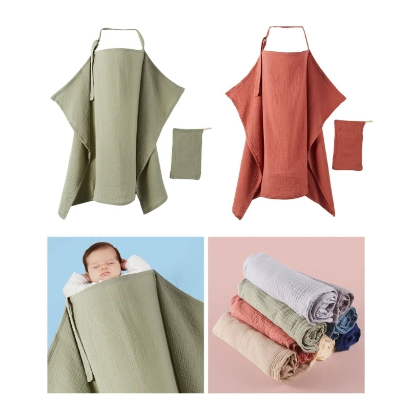 F62D Mother Outing Breastfeeding Towel Cotton Baby Feeding Cover Anti-