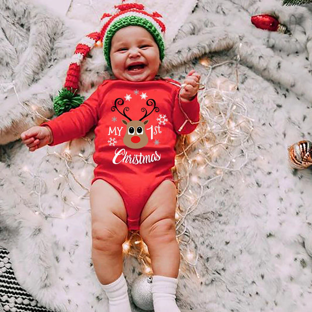 My First c Toddler Girl Red Long Short Romper Jumpsuit Outfit Christmas Gifts