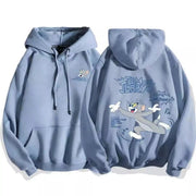 cute cartoon cat print hoodie women fashion winter autumn mouse tops
