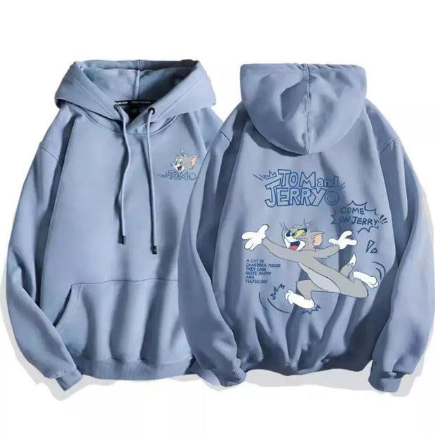 cute cartoon cat print hoodie women fashion winter autumn mouse tops