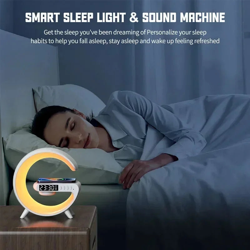 Multifunction Wireless Charger Pad Stand Speaker TF RGB Night Light 15W Fast Charging Station for iPhone Samsung Xiaomi Huawei - mariaestalocashop