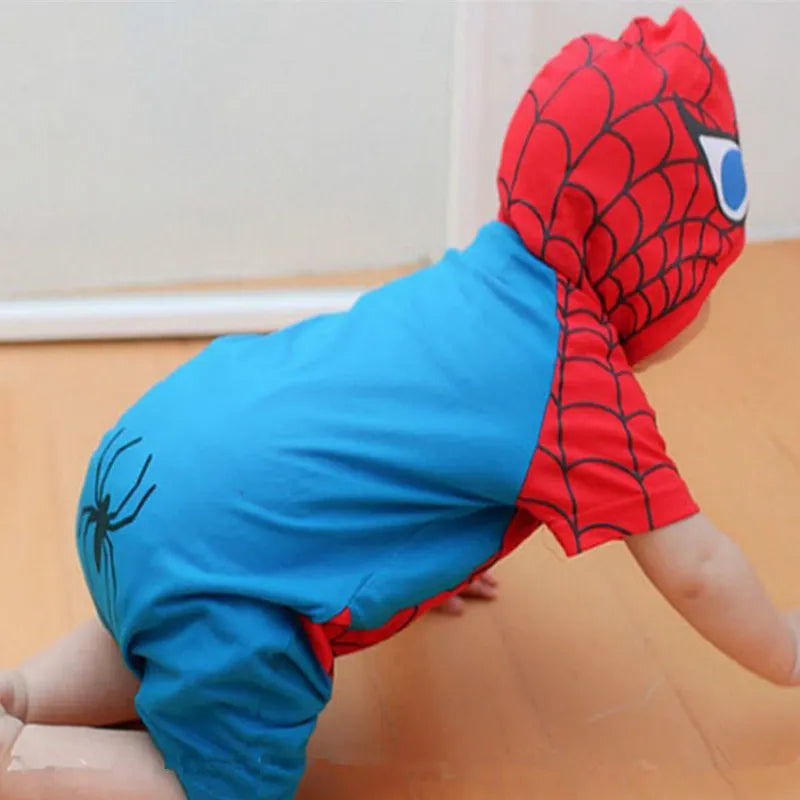 Summer Spring Newborn Baby Boys Rompers Cartoon Spider Man Print Infan