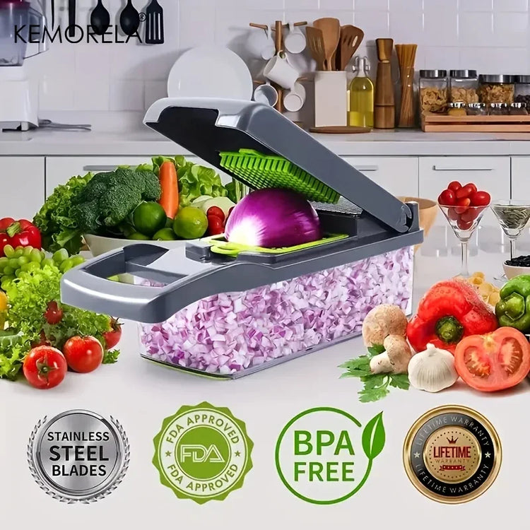Multifunctional Vegetable Chopper Onion Chopper Handle Food Grate Food Chopper Kitchen Vegetable Slicer Dicer Cut - mariaestalocashop