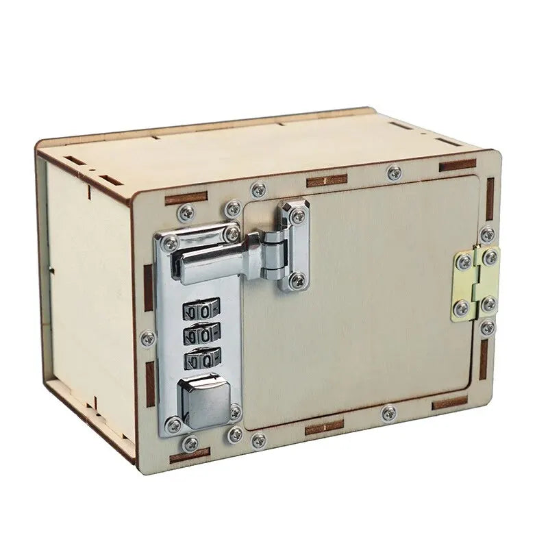 Diy Lockbox Safe Deposit Box Machinery Invention Scientific Experiment Wood Password Box Toys For Kid Assembly Model Make - mariaestalocashop
