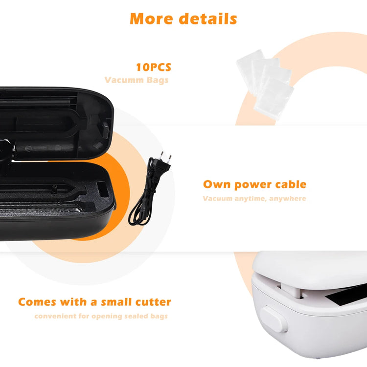 saengQ Vacuum Sealer Packaging Machine Food Vacuum Sealer With Free 10pcs Vacuum bags Household Vacuum Food Sealing - mariaestalocashop