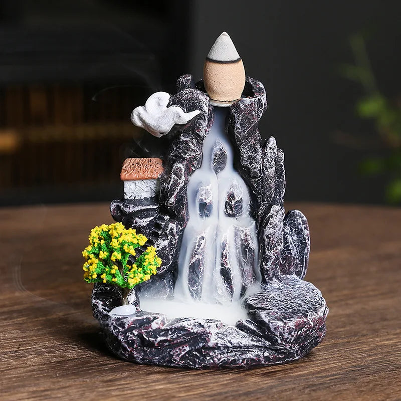 Backflow Incense Holder Waterfall Incense Burner Home Decor Aromatherapy Ornament Incense Cones with Backflow Incense Cones - mariaestalocashop