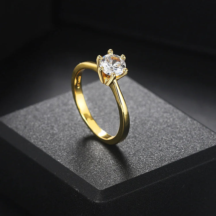 Female Jewellry Silver Color Ring 6 Clows Zirconia Ring With Stone Jewelry Wholesale R013 - mariaestalocashop