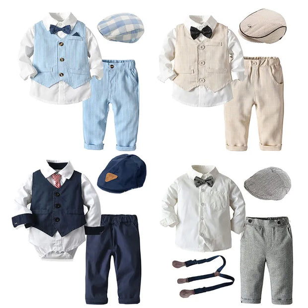 Baby Boy Clothing Sets Infants Newborn Boy Clothes Long Sleeve Tops+Ve