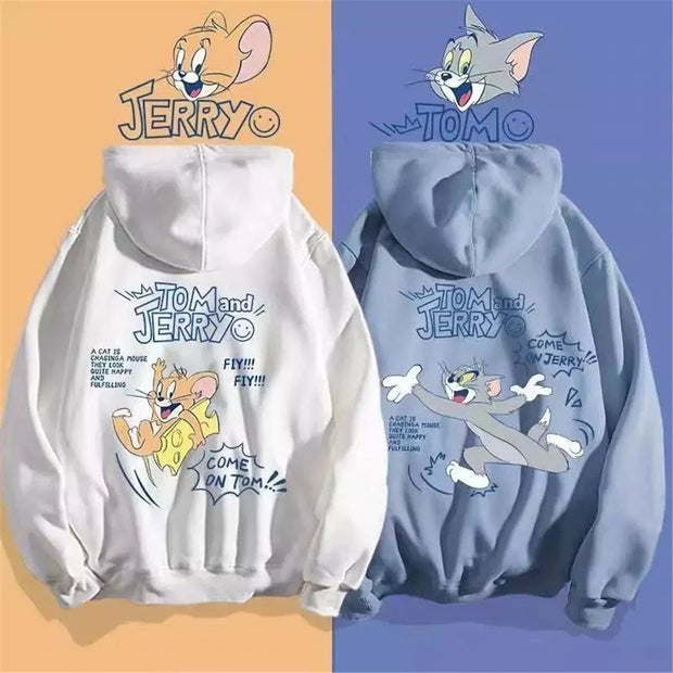 cute cartoon cat print hoodie women fashion winter autumn mouse tops
