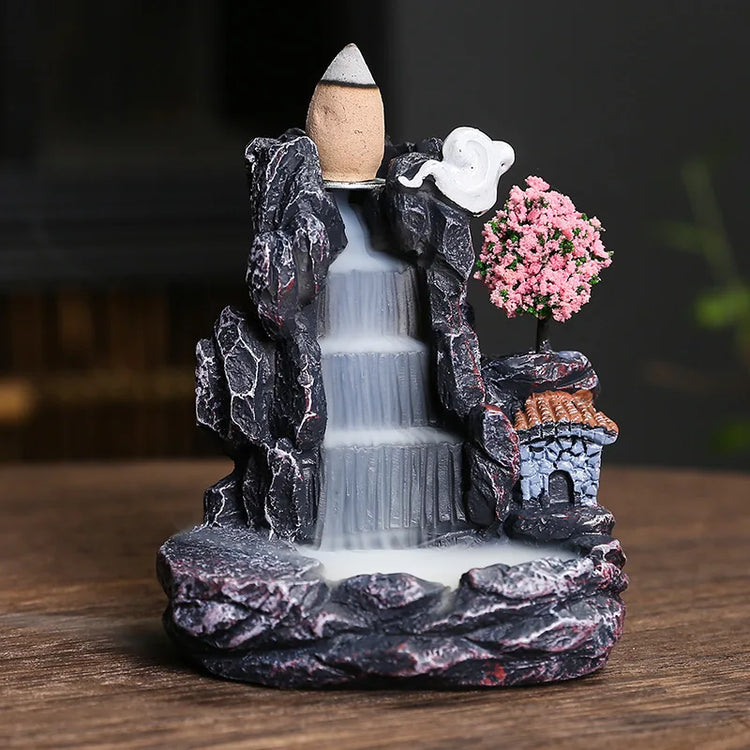 Backflow Incense Holder Waterfall Incense Burner Home Decor Aromatherapy Ornament Incense Cones with Backflow Incense Cones - mariaestalocashop