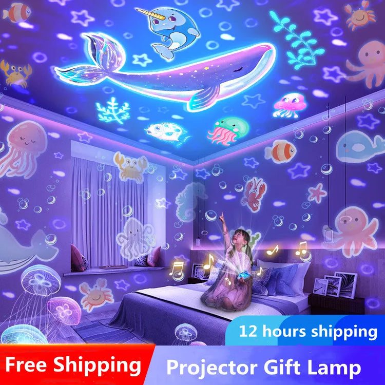 Galaxy Rotating Projector LED Night Light Starry Mermaids Porjectors Lamp For Decoration Bedroom Home Decorative Children Gifts - mariaestalocashop