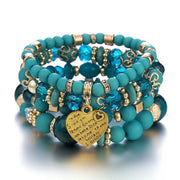 Love Pendant Crystal Beaded Bracelet Retro EthnicBracelet Personalized Women's Fashion Bracelet Jewelry