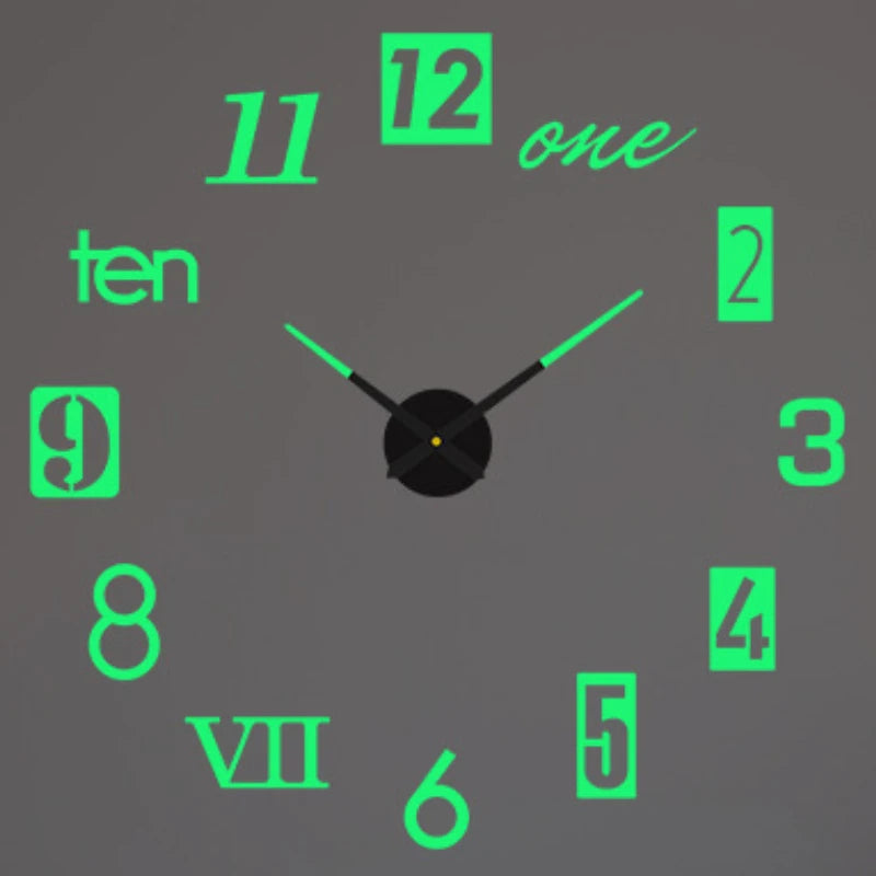 2023 Modern Design Large Wall Clock 3D DIY Quartz Clocks Fashion Watches Acrylic Mirror Stickers Living Room Home Decor Horloge - mariaestalocashop