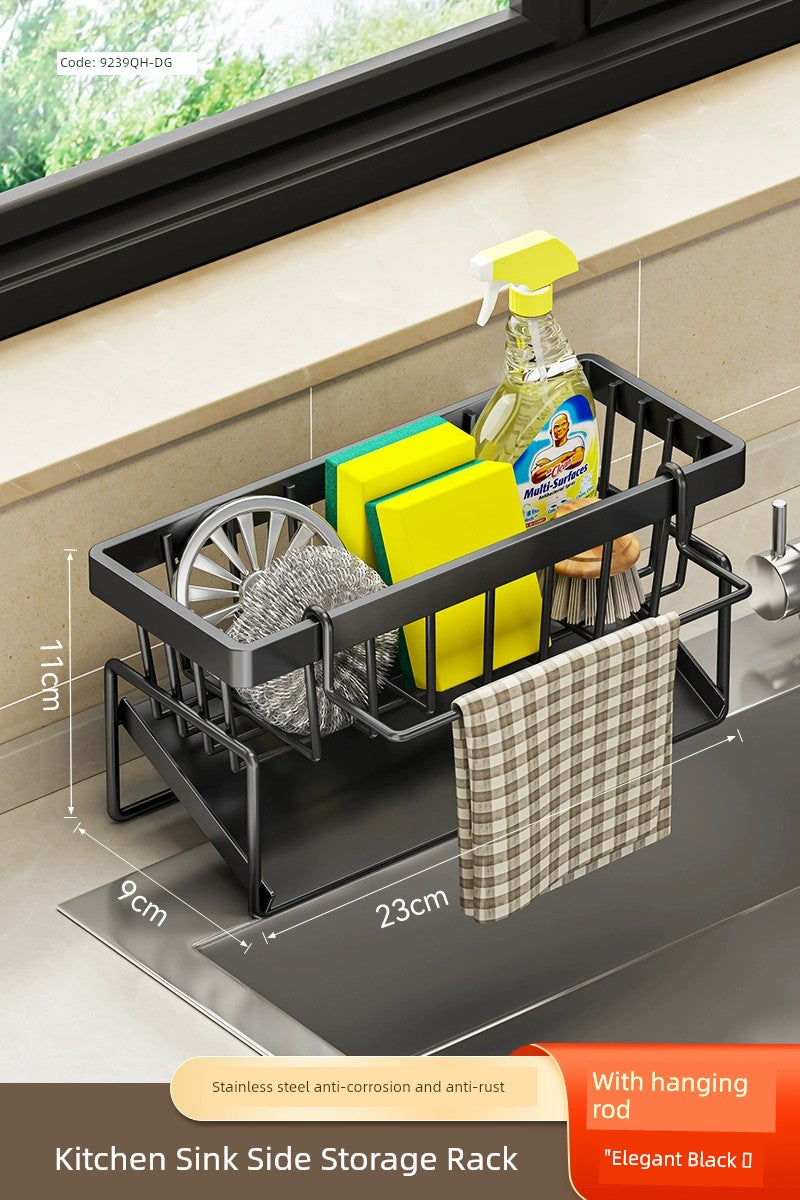 kitchen rack rag storage drain rack punch-free household seasoning    