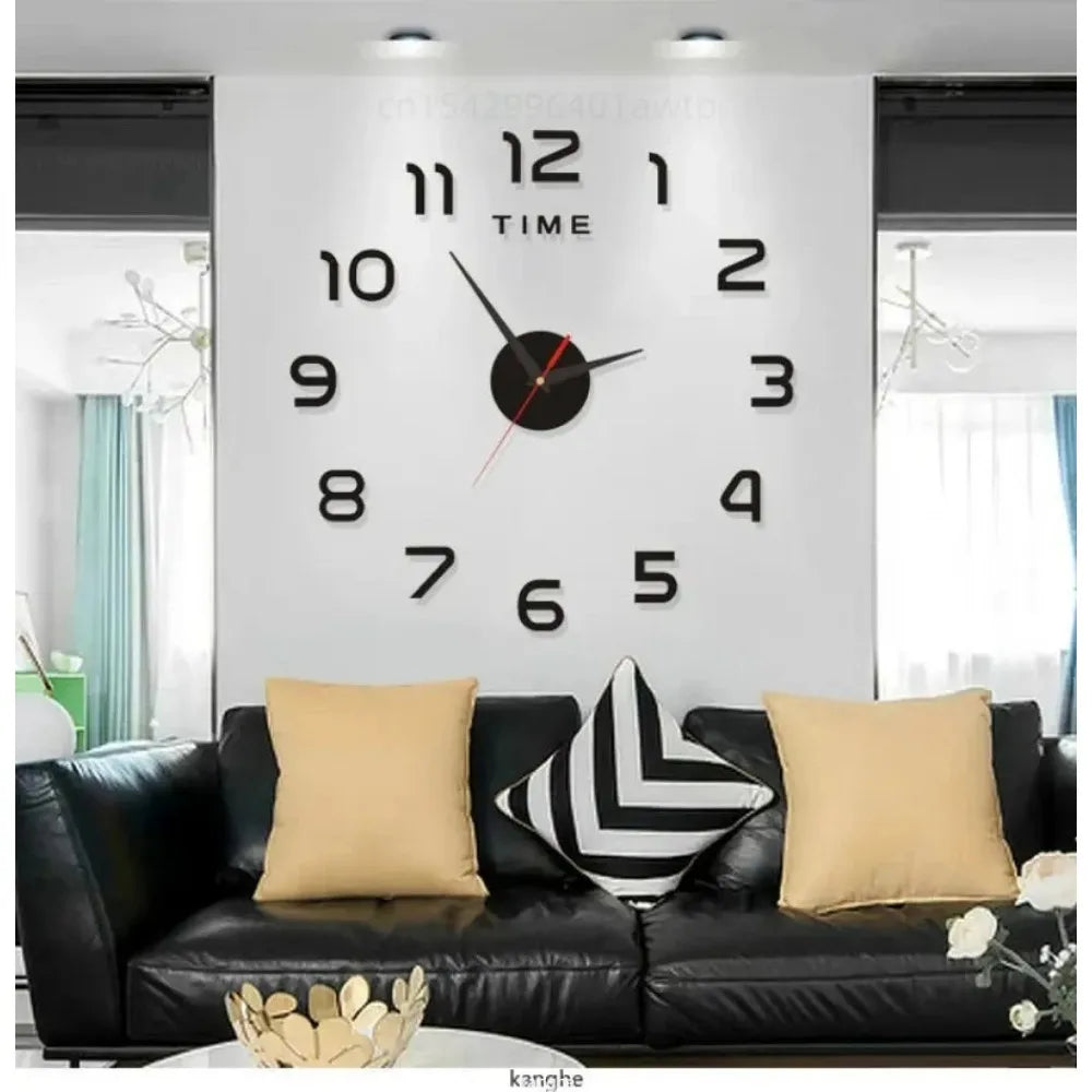 2023 Modern Design Large Wall Clock 3D DIY Quartz Clocks Fashion Watches Acrylic Mirror Stickers Living Room Home Decor Horloge - mariaestalocashop