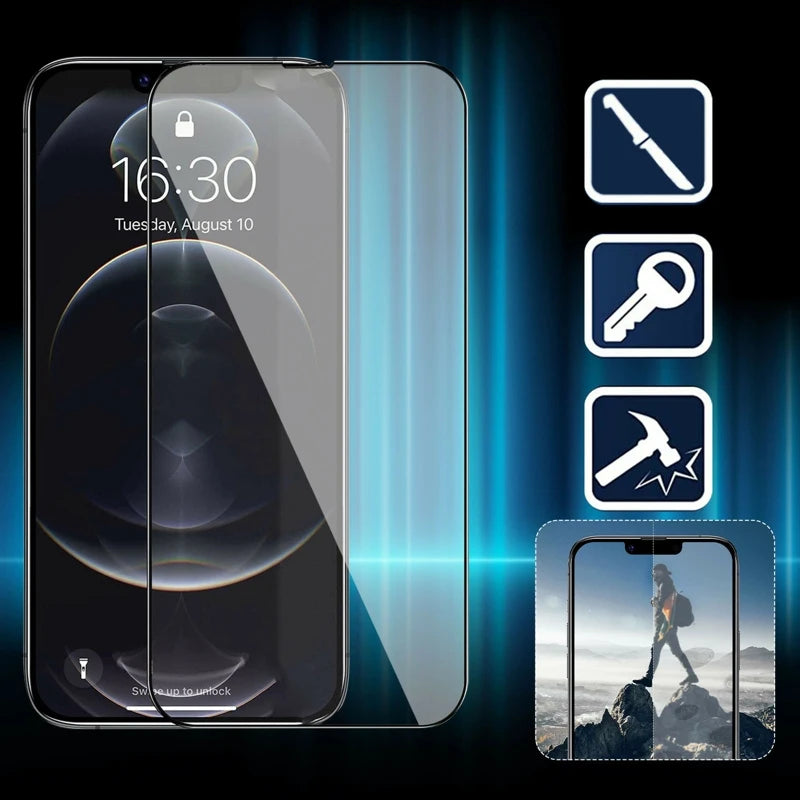4PCS 60D Full Cover Protective Glass For IPhone 15 11 X XR XS MAX 6 7 8 Plus Screen Protectors On iPhone 13 12 Mini 14 Pro Glass - mariaestalocashop