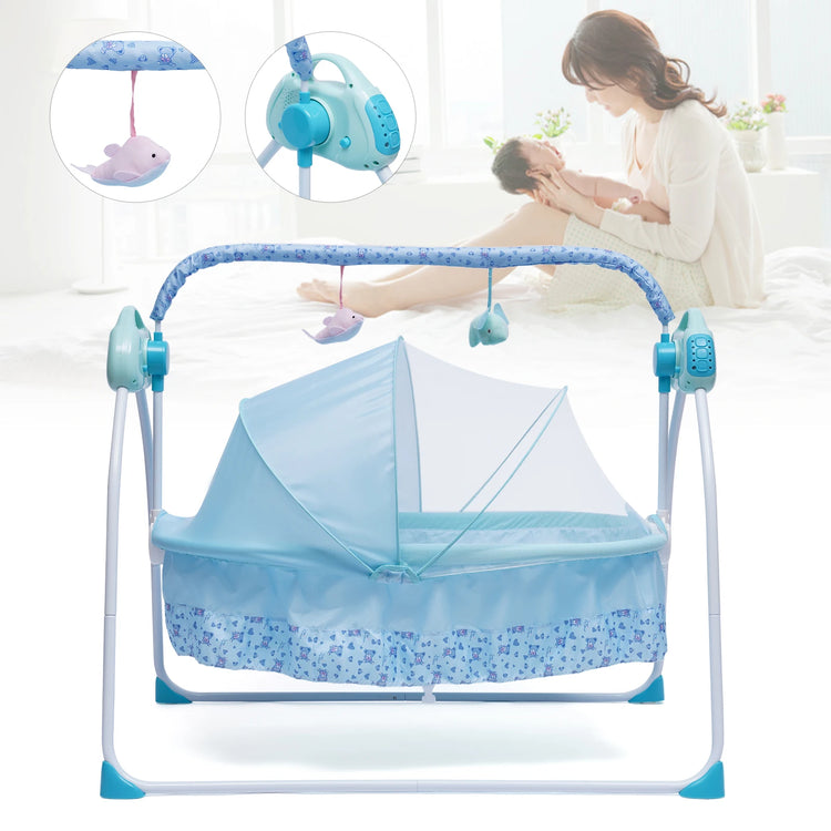 3 Colors Bluetooth Electric Auto Swing Bed Baby Cradle Safe Crib Infant Rocker W/ MP3 Music Soothing Artifact Bassinet - mariaestalocashop