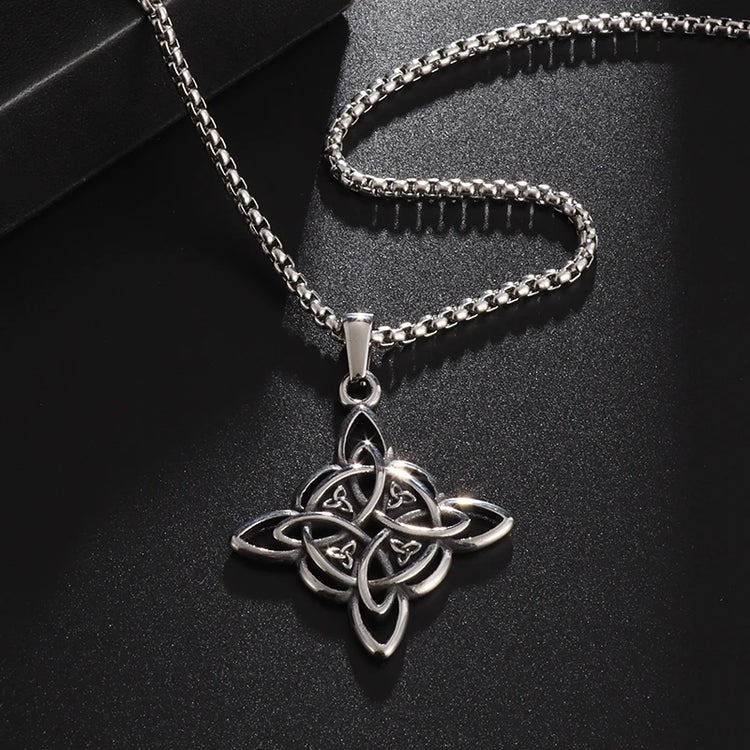 Witch Knot Necklace Stainless Steel Magic Knot Pagan Witchcraft Symbols Pendant Celtic Knot Necklace Jewelry Gifts for Women - mariaestalocashop