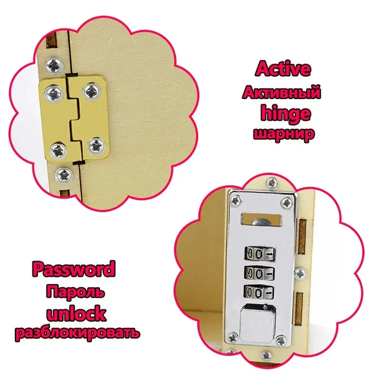Diy Lockbox Safe Deposit Box Machinery Invention Scientific Experiment Wood Password Box Toys For Kid Assembly Model Make - mariaestalocashop