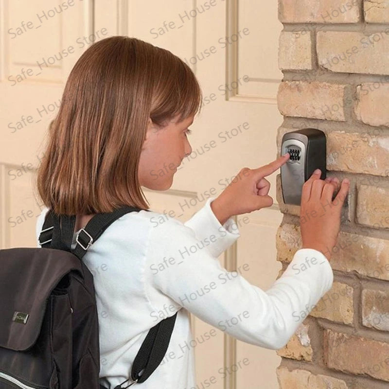 Wall Mount Key Lock Box 4 Digit Password Code Security Lock No Key for Home Office Key Safe Secret Storage Box Organizer - mariaestalocashop