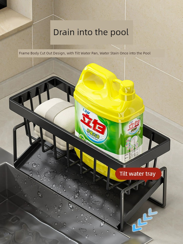 kitchen rack rag storage drain rack punch-free household seasoning    