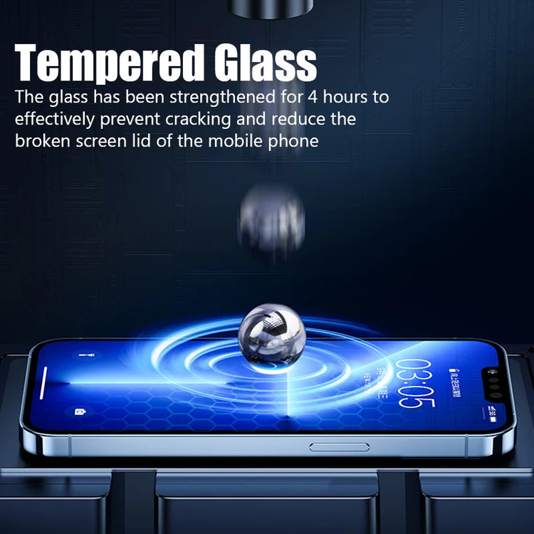 4PCS 60D Full Cover Protective Glass For IPhone 15 11 X XR XS MAX 6 7 8 Plus Screen Protectors On iPhone 13 12 Mini 14 Pro Glass - mariaestalocashop