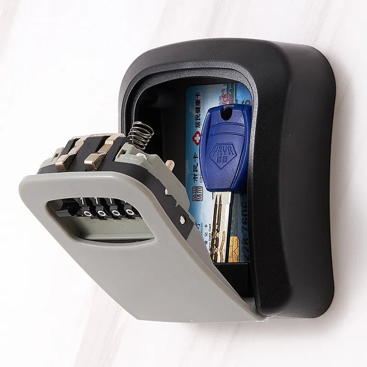 Wall Mount Key Lock Box 4 Digit Password Code Security Lock No Key for Home Office Key Safe Secret Storage Box Organizer - mariaestalocashop