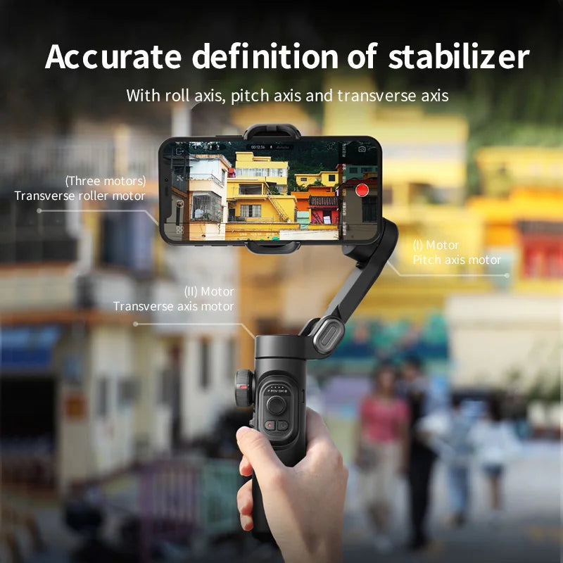 AOCHUAN 3-Axis Handheld Gimbal Stabilizer for Smartphone with Fill Light for iPhone Android Face Tracking Tiktok Vlog Smart XE - mariaestalocashop