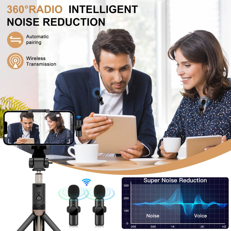 New Wireless Lavalier Microphone Portable Audio Video Recording Mini Mic for iPhone Android Live Broadcast Gaming Phone Mic - mariaestalocashop