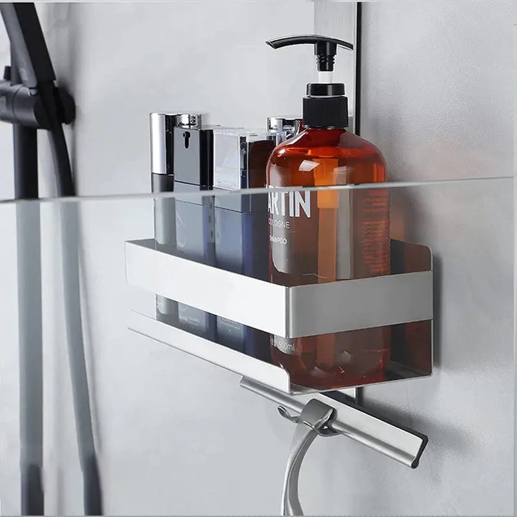 Movable Bathroom Shelves No Drill Shelf Organizer Shower Support Steel Shelf Multifunction Shelves Storage Unit For Bathroom - mariaestalocashop