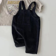 spring toddler baby boys girls solid corduroy suspander romper sof    