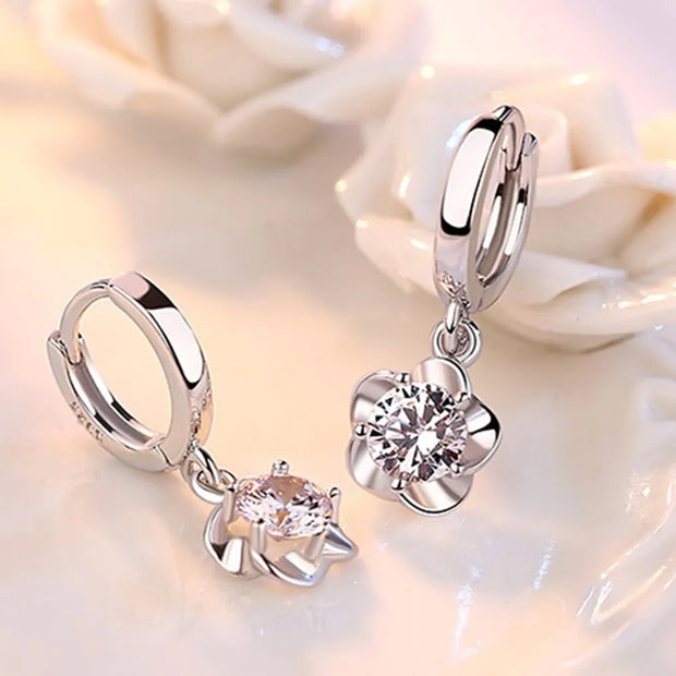 Sterling Silver Earrings Jewelry High Quality Retro Simple Pattern Purple White Zircon Earrings Hot Sale