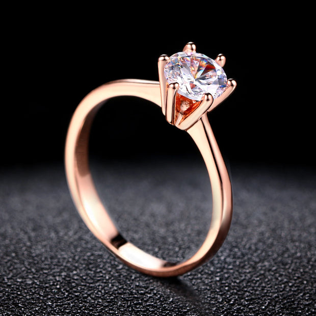 Female Jewellry Silver Color Ring 6 Clows Zirconia Ring With Stone Jewelry Wholesale R013