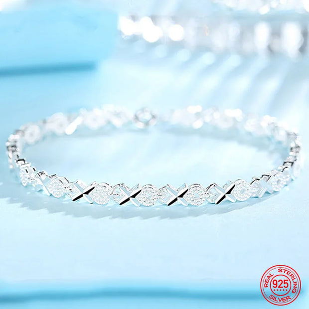 High Quality Sterling Silver Fashion Multiple Styles Bracelet Chain For Women Fashion Wedding Party Beautiful Jewelry Gift