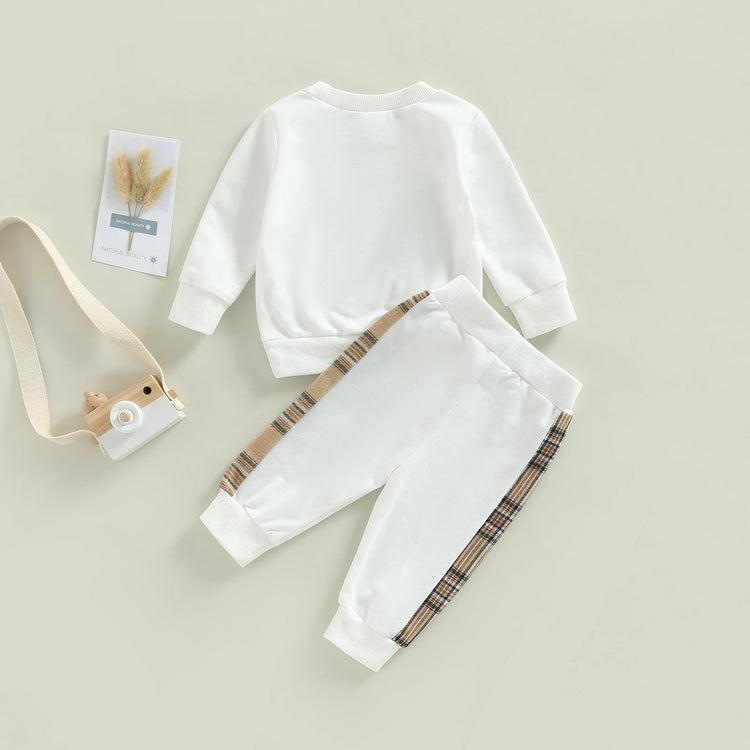 Citgeett Autumn Infant Newborn Baby Boys Girls Fall Outfits Long Sleeve Plaid Pattern Pullover Tops and Pants Spring Clothes Set - mariaestalocashop