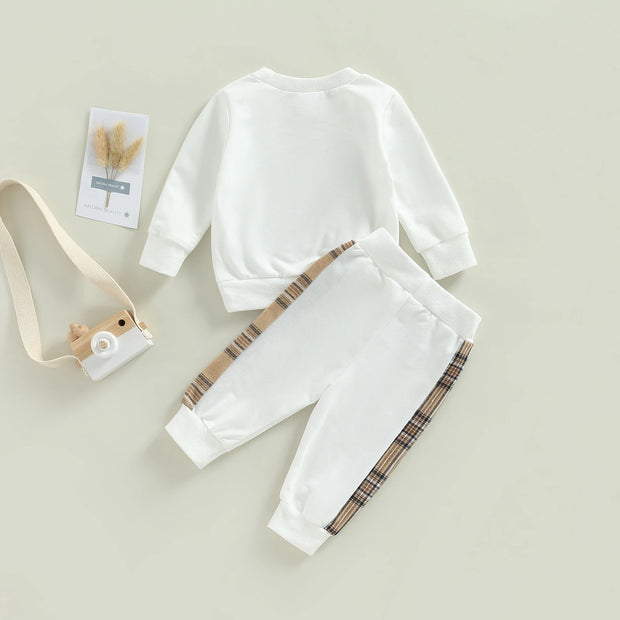 Citgeett Autumn Infant Newborn Baby Boys Girls Fall Outfits Long Sleeve Plaid Pattern Pullover Tops and Pants Spring Clothes Set