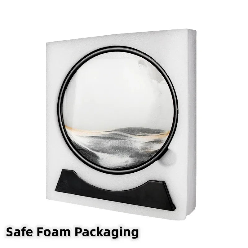 3D Moving Sand Art Picture Round Glass Deep Sea Sandscape Hourglass Quicksand Craft Flowing Sand Painting Office Home Decor Gift - mariaestalocashop