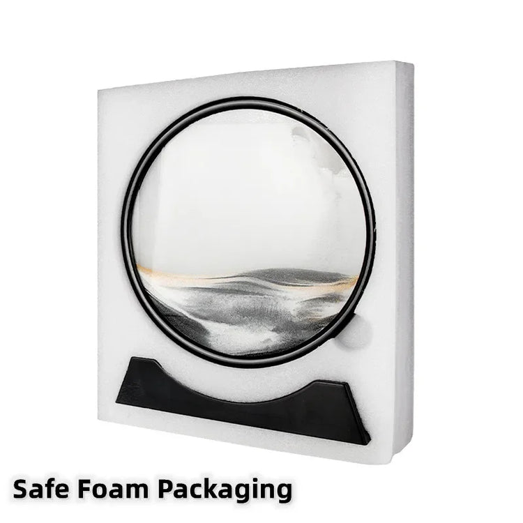 3D Moving Sand Art Picture Round Glass Deep Sea Sandscape Hourglass Quicksand Craft Flowing Sand Painting Office Home Decor Gift - mariaestalocashop