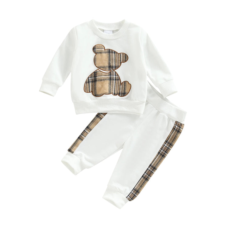 Citgeett Autumn Infant Newborn Baby Boys Girls Fall Outfits Long Sleeve Plaid Pattern Pullover Tops and Pants Spring Clothes Set - mariaestalocashop