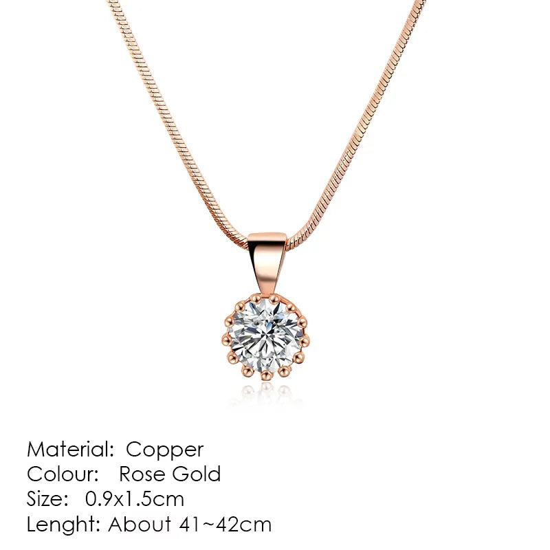 Unique Cubic Zirconia Pendants Necklaces For Women Crystal Gold Color Crown Chain Necklaces Fashion Jewelry For Female DFN390 - mariaestalocashop