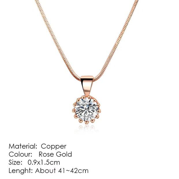 Unique Cubic Zirconia Pendants Necklaces For Women Crystal Gold Color Crown Chain Necklaces Fashion Jewelry For Female DFN390