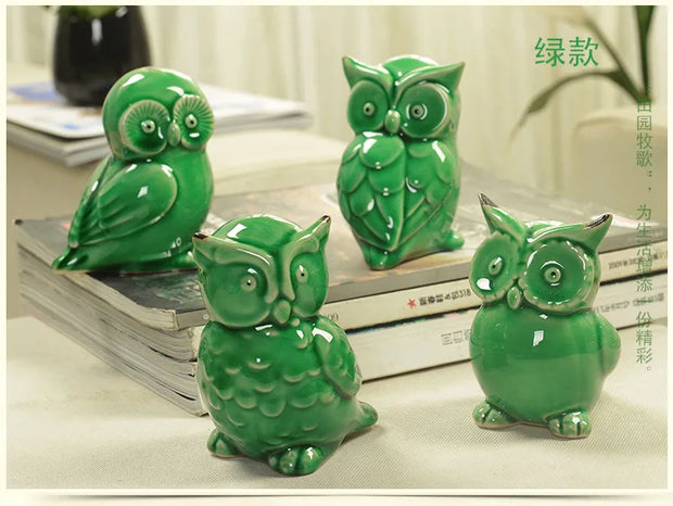 Ceramic handicrafts modern owls statue living room animal ornaments ow