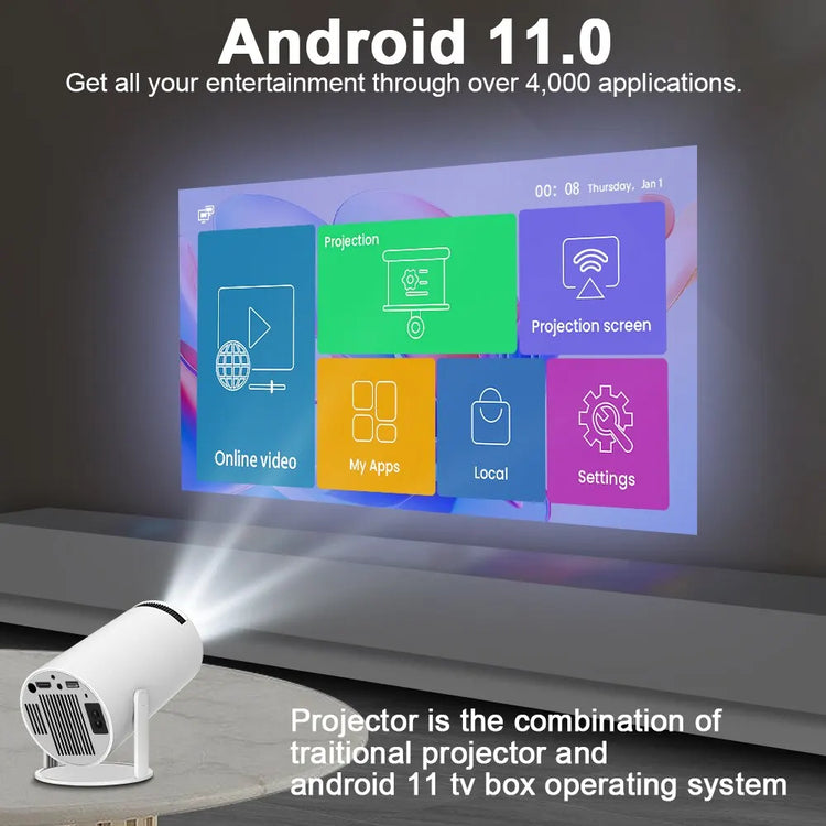 Magcubic Projector Hy300 4K Android 11 Dual Wifi6 200 ANSI Allwinner H713 BT5.0 1080P 1280*720P Home Cinema Outdoor Projetor - mariaestalocashop