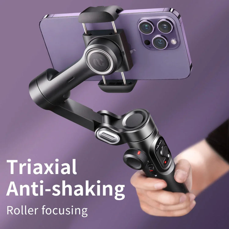 AOCHUAN 3-Axis Handheld Gimbal Stabilizer for Smartphone with Fill Light for iPhone Android Face Tracking Tiktok Vlog Smart XE - mariaestalocashop