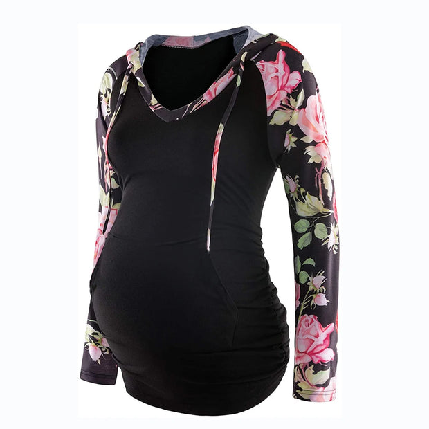 Women Maternity Hoodies Striped Print Long Sleeve V-neck Hoodie Sweatshirts Top Mom Pregnant Nursing Autumn And Winter Clothes